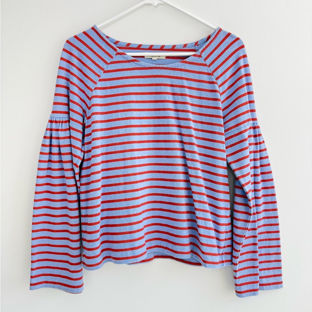 Madewell Striped Long-Sleeve Women's Top in Blue & Red